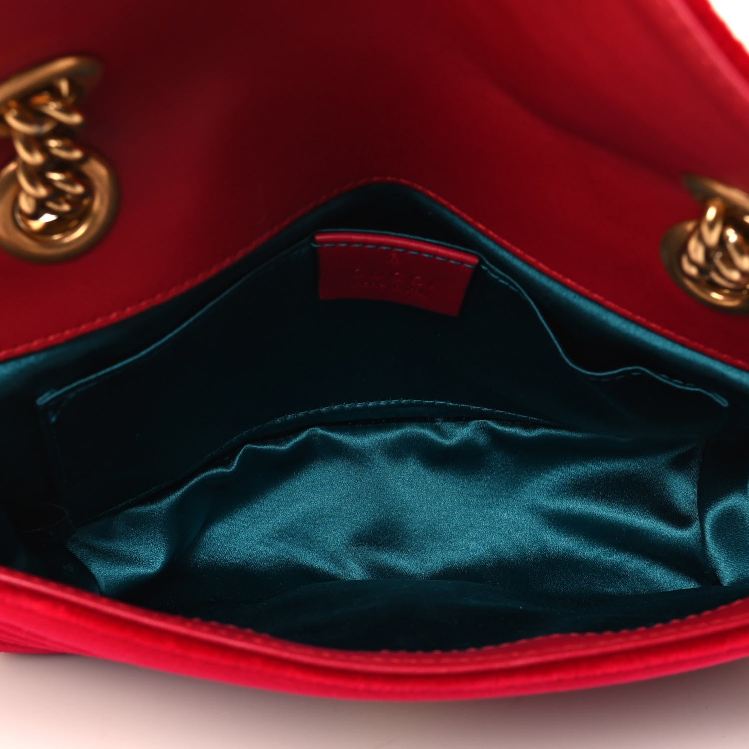 Gucci Velvet Matelasse Mini GG Marmont Shoulder Bag Hibiscus Red 4 of 4