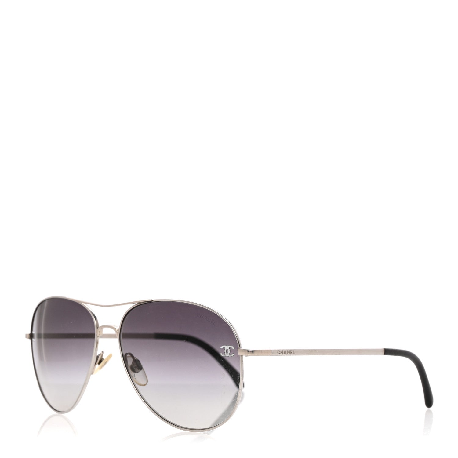 Chanel Aviator CC Sunglasses 4189-T-Q Silver 1 of 7
