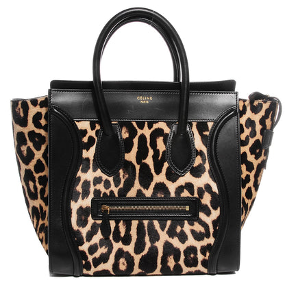 Celine Leopard Pony Hair Mini Luggage Brown 1 of 8