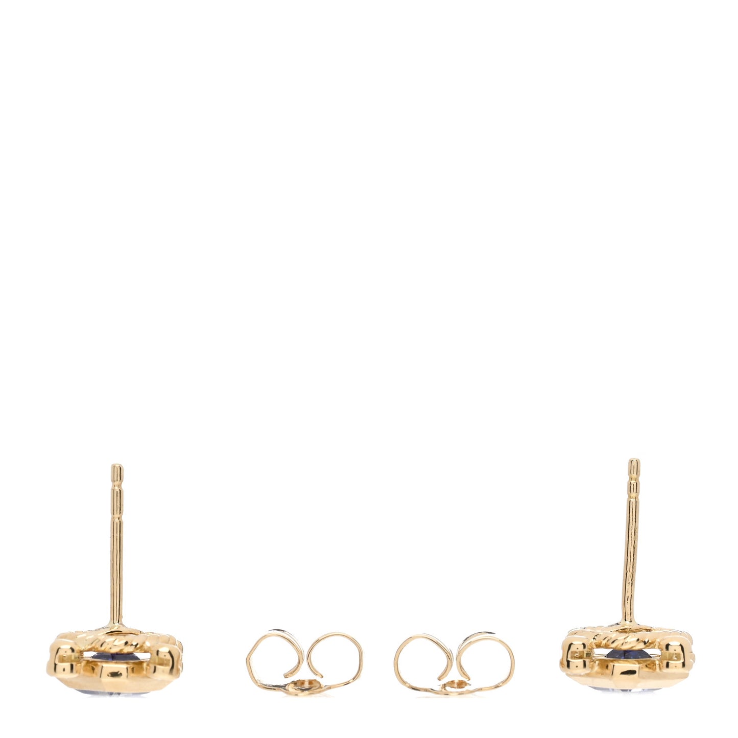 18K Yellow Gold Diamond Tanzanite Novella Stud Earrings