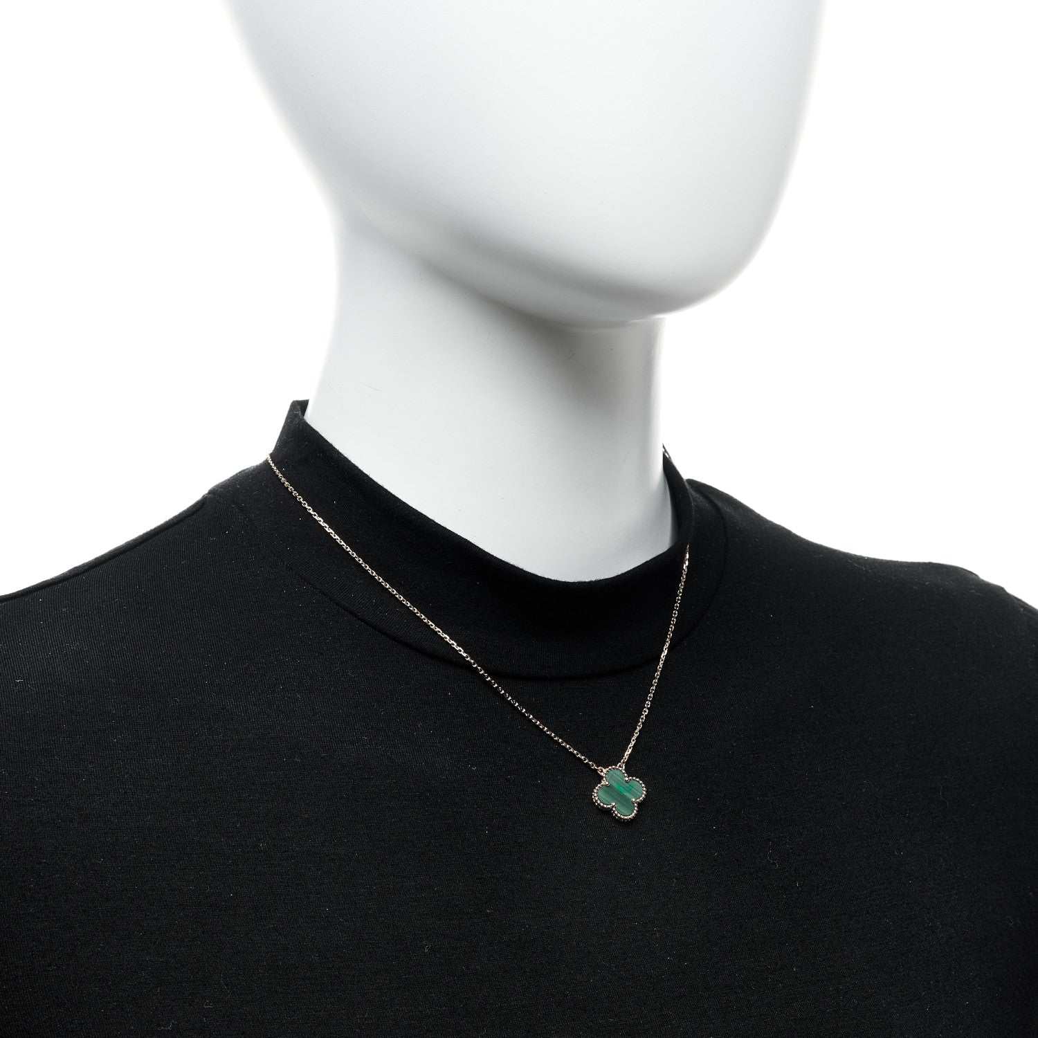 Van Cleef & Arpels 18K Yellow Gold Malachite Vintage Alhambra Pendant Necklace 2 of 5