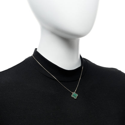 Van Cleef & Arpels 18K Yellow Gold Malachite Vintage Alhambra Pendant Necklace 2 of 5