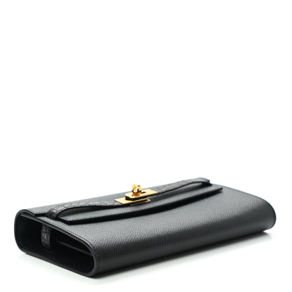 Hermes Epsom Shiny Alligator Touch Kelly Wallet To Go Black 4 of 8