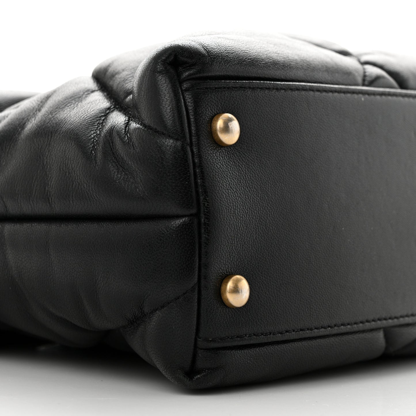 Lambskin Quilted Small Bowling Bag Black