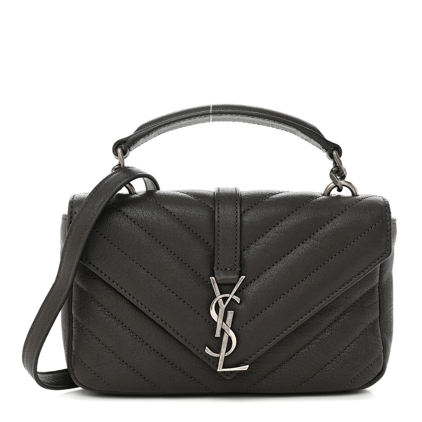 Sheepskin Matelasse Chevron Monogram College Chain Wallet Coal