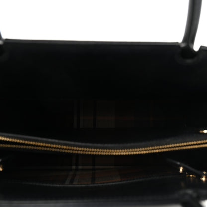 Burberry Wool Tartan Two Handle Title Bag Dark Green 5 of 9