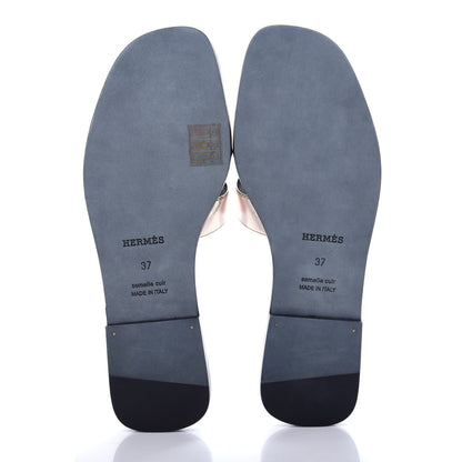 Hermes Metallic Nappa Oran Sandals 37 Rose Dore 6 of 11