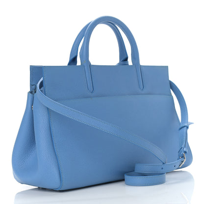 Saint Laurent Grained Calfskin Small Rive Gauche Cabas Blue Clair 3 of 16