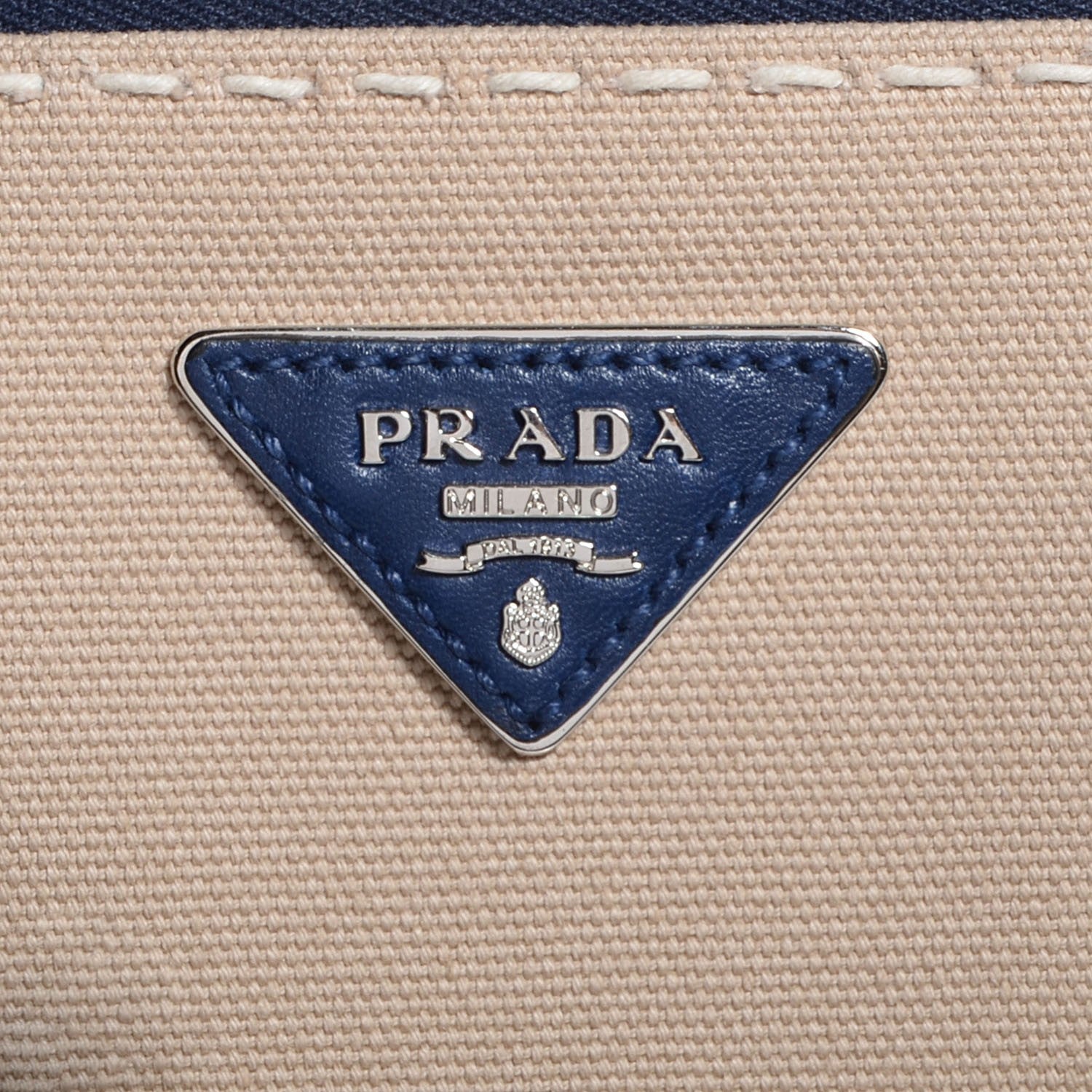 Prada Canvas Calfskin Medium City Stitch Tote Corda Royal 11 of 11