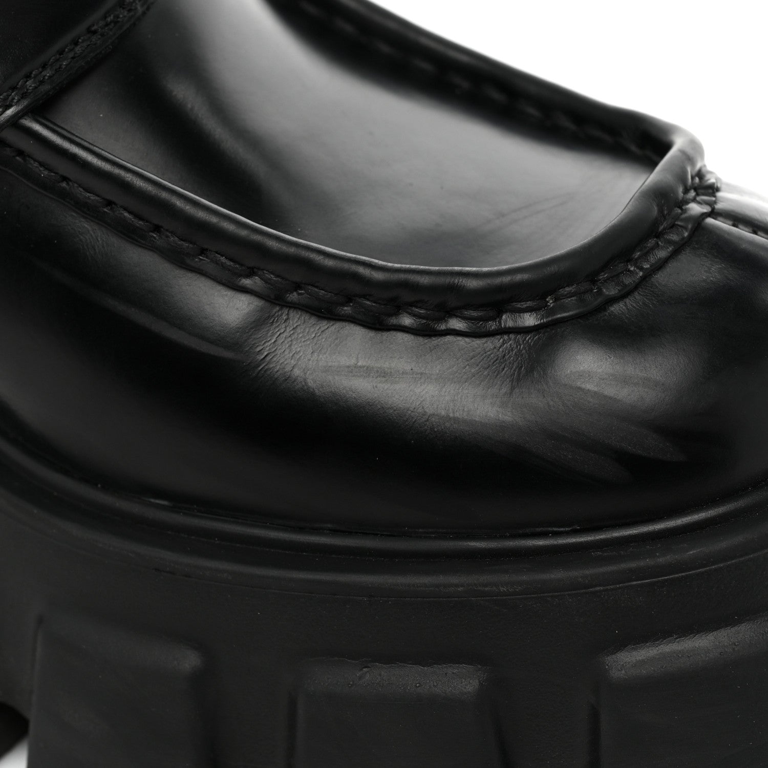 Prada Spazzolato Rois Metal Triangle Logo Monolith 55mm Loafers 37.5 Black 20 of 23