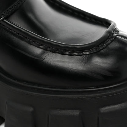 Prada Spazzolato Rois Metal Triangle Logo Monolith 55mm Loafers 37.5 Black 20 of 23