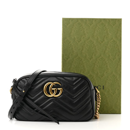 Gucci Calfskin Matelasse Small GG Marmont Chain Shoulder Bag Black 14 of 14