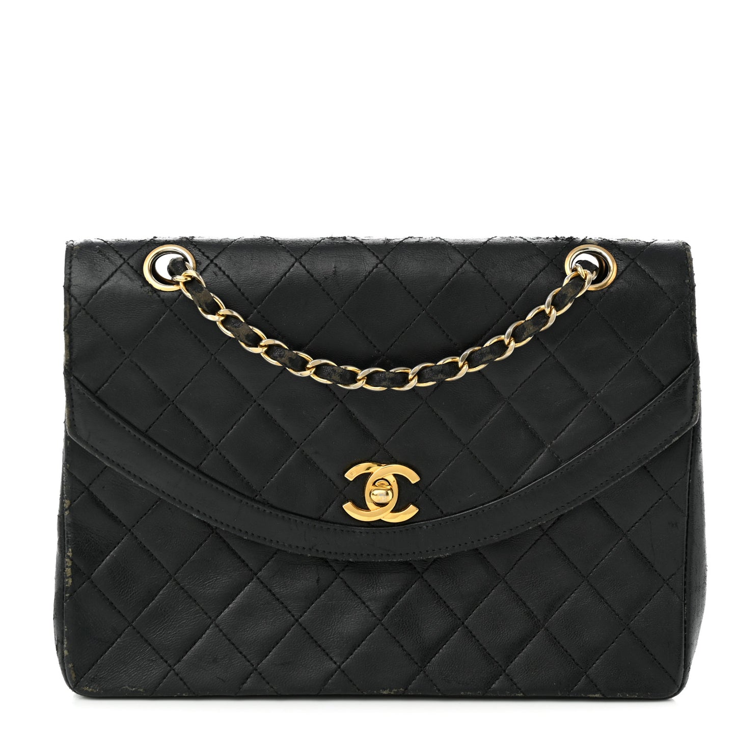 Lambskin Quilted Medium Single Flap Black