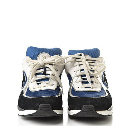 Chanel Suede Calfskin CC Sneakers 40 Blue Black 2 of 14