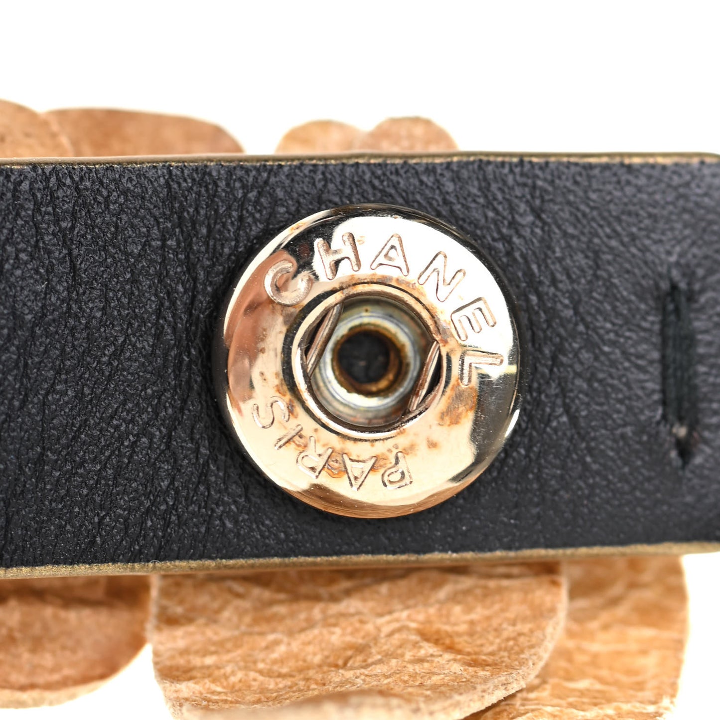 Metallic Calfskin Floral Bracelet