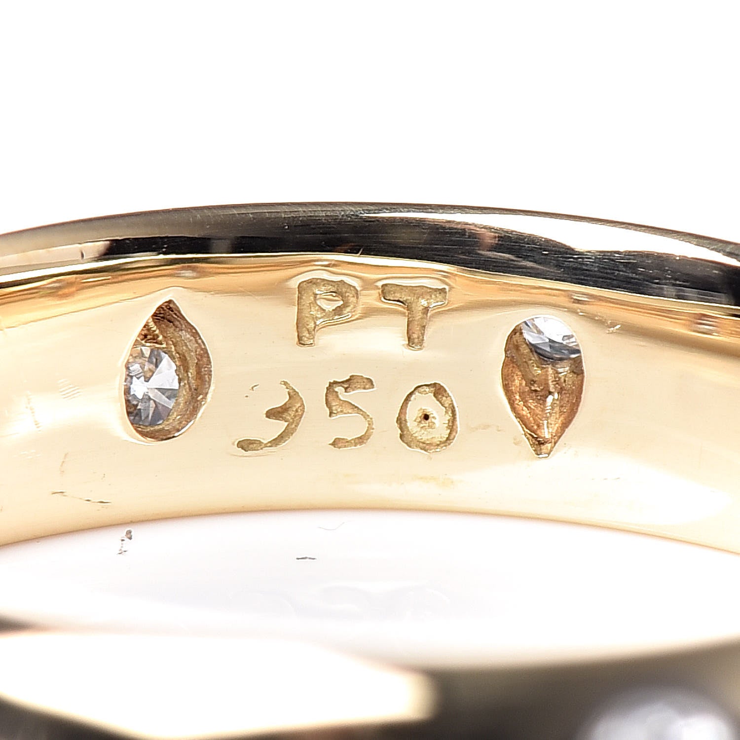 Tiffany 18K Yellow Gold Platinum 4mm Diamond Etoile Band Ring 47 4.25 6 of 6