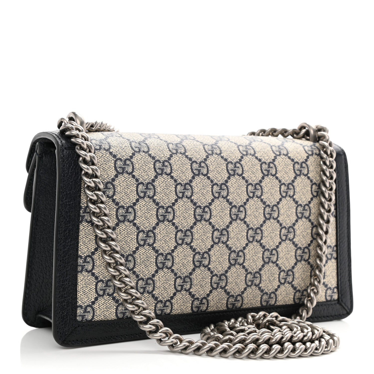 Gucci GG Supreme Monogram Textured Dollar Calfskin Small Rectangular Dionysus Shoulder Bag Beige Blue 3 of 8