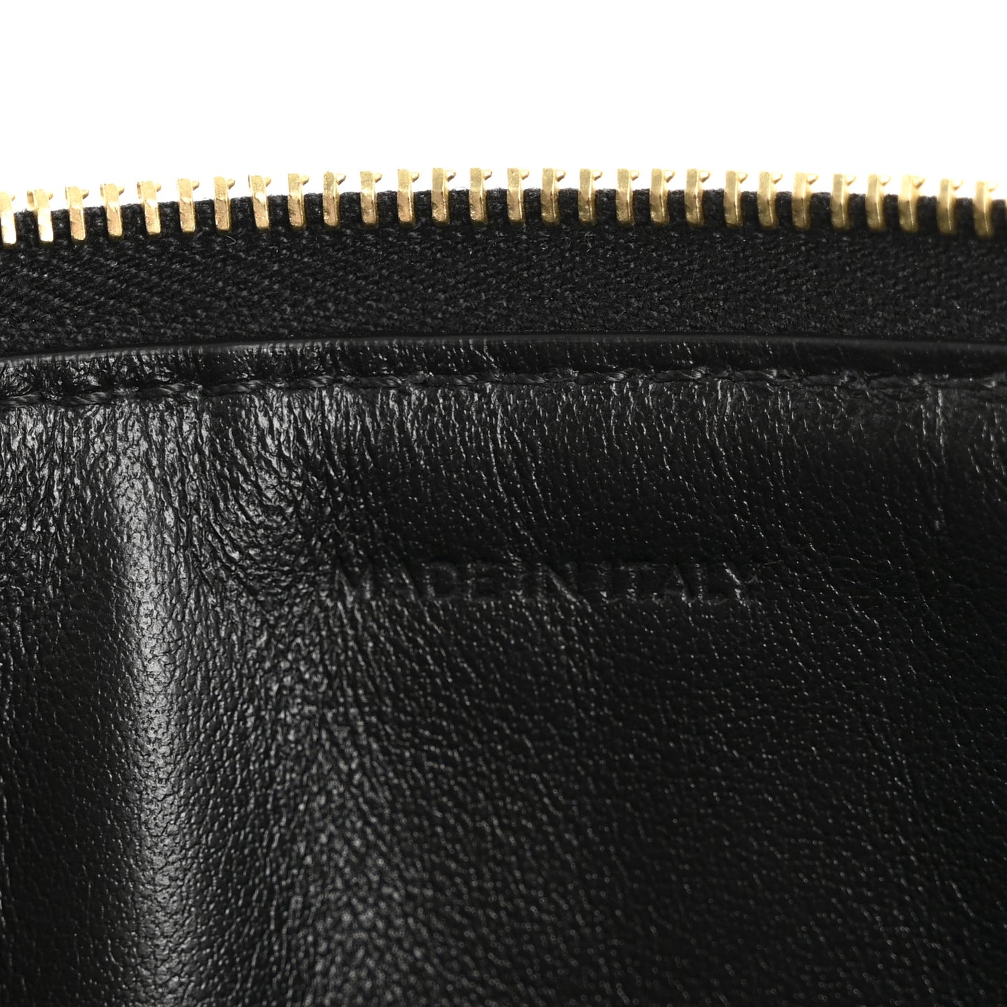 Calfskin Quilted C Charm Pouch Black