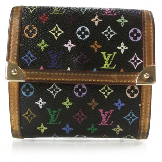 Louis Vuitton Monogram Multicolor Porte-Monnaie Billets Wallet Black 1 of 9