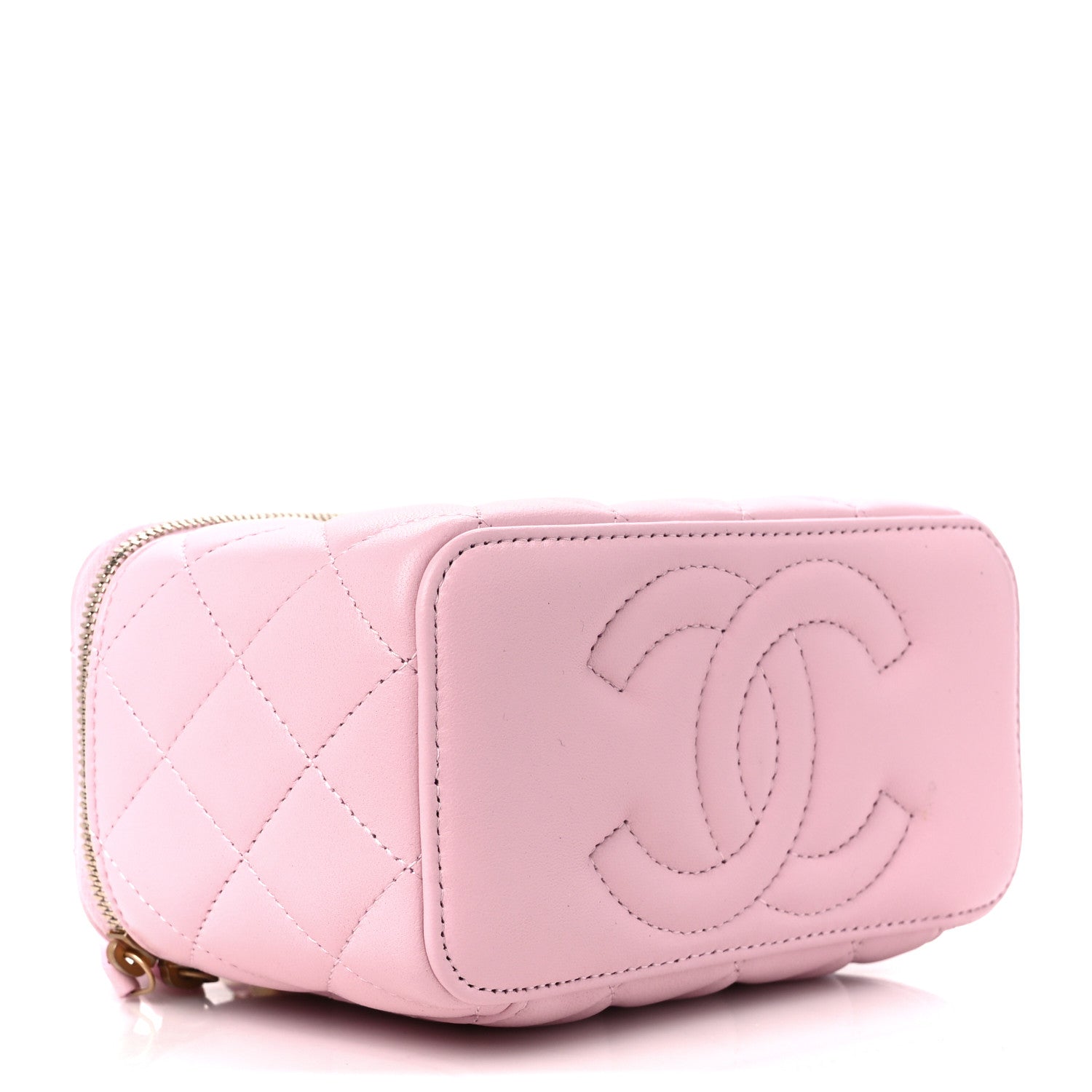 Chanel Lambskin Enamel Quilted Small Vanity Case With Chain Pink 4 of 12