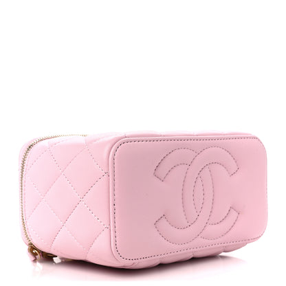 Chanel Lambskin Enamel Quilted Small Vanity Case With Chain Pink 4 of 12