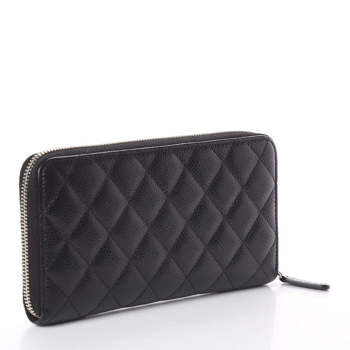 Caviar Quilted Large Gusset Zip Around Wallet Black