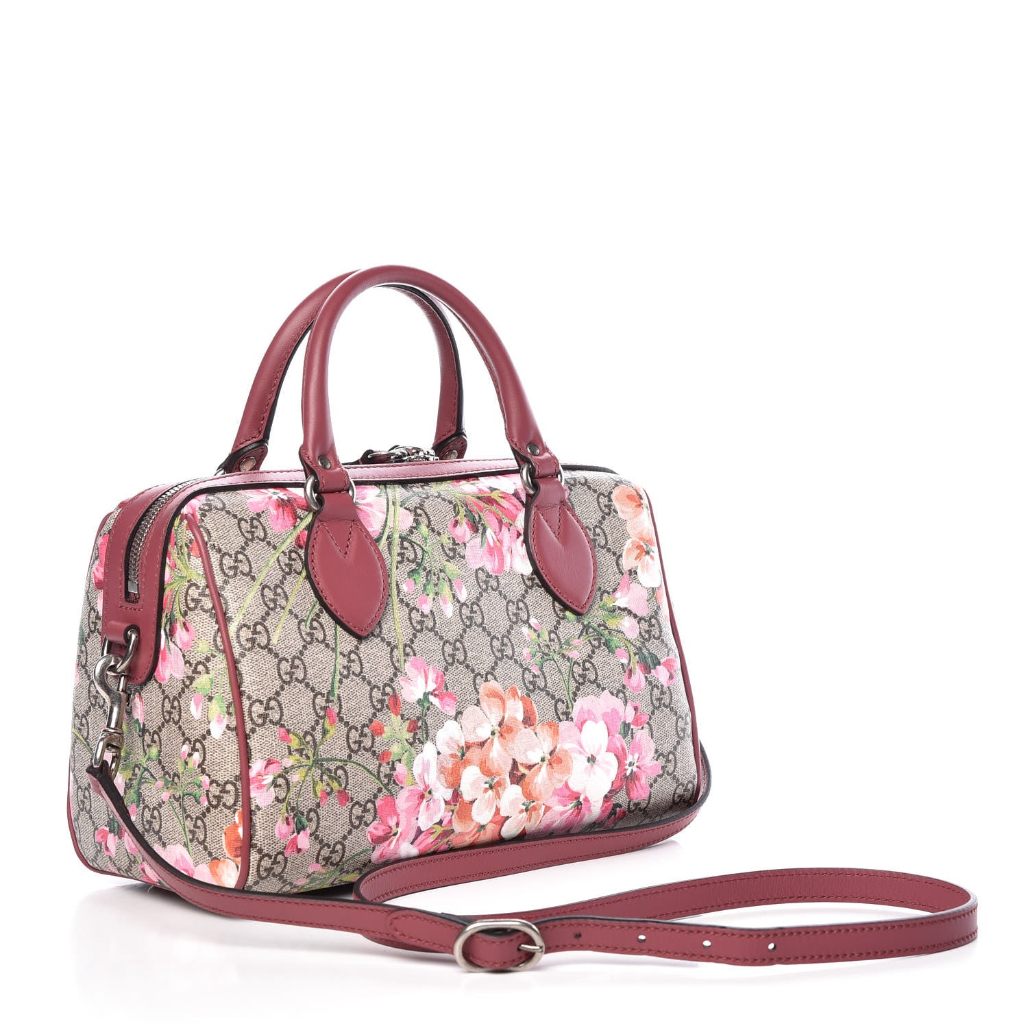 Gucci GG Supreme Monogram Blooms Small Boston Beige Multicolor Dry Rose 3 of 9