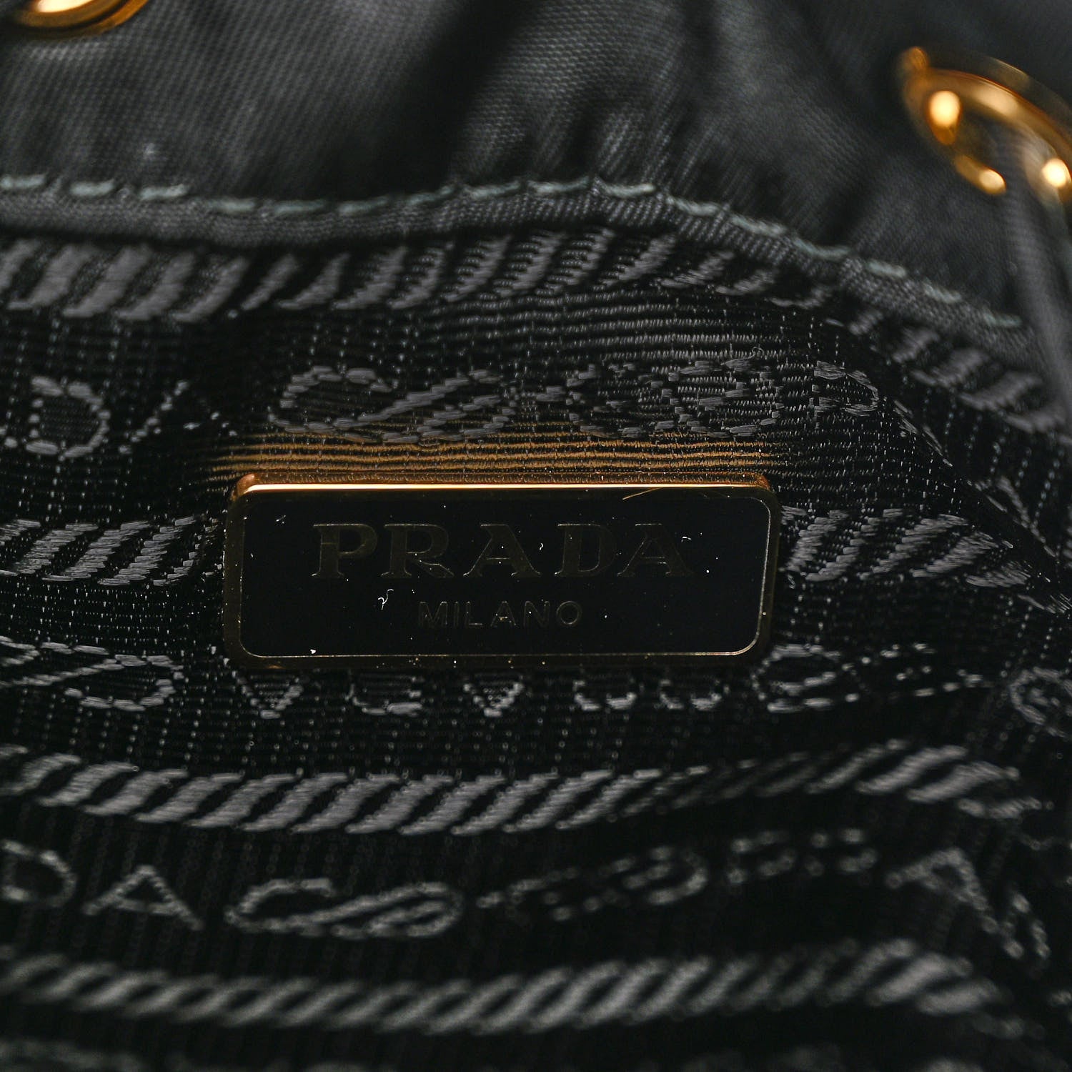 Prada Saffiano Tessuto Nylon Mini Bucket Crossbody Bag Black 6 of 9