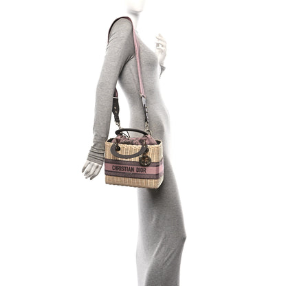 Christian Dior Wicker Oblique Medium Lady Dior Bag Pink Grey 2 of 10
