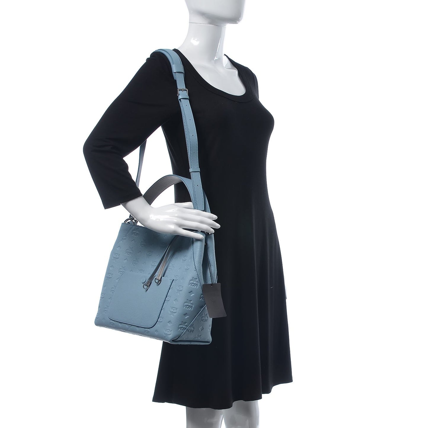 Grained Calfskin Monogram Medium Klara Hobo Sky Blue