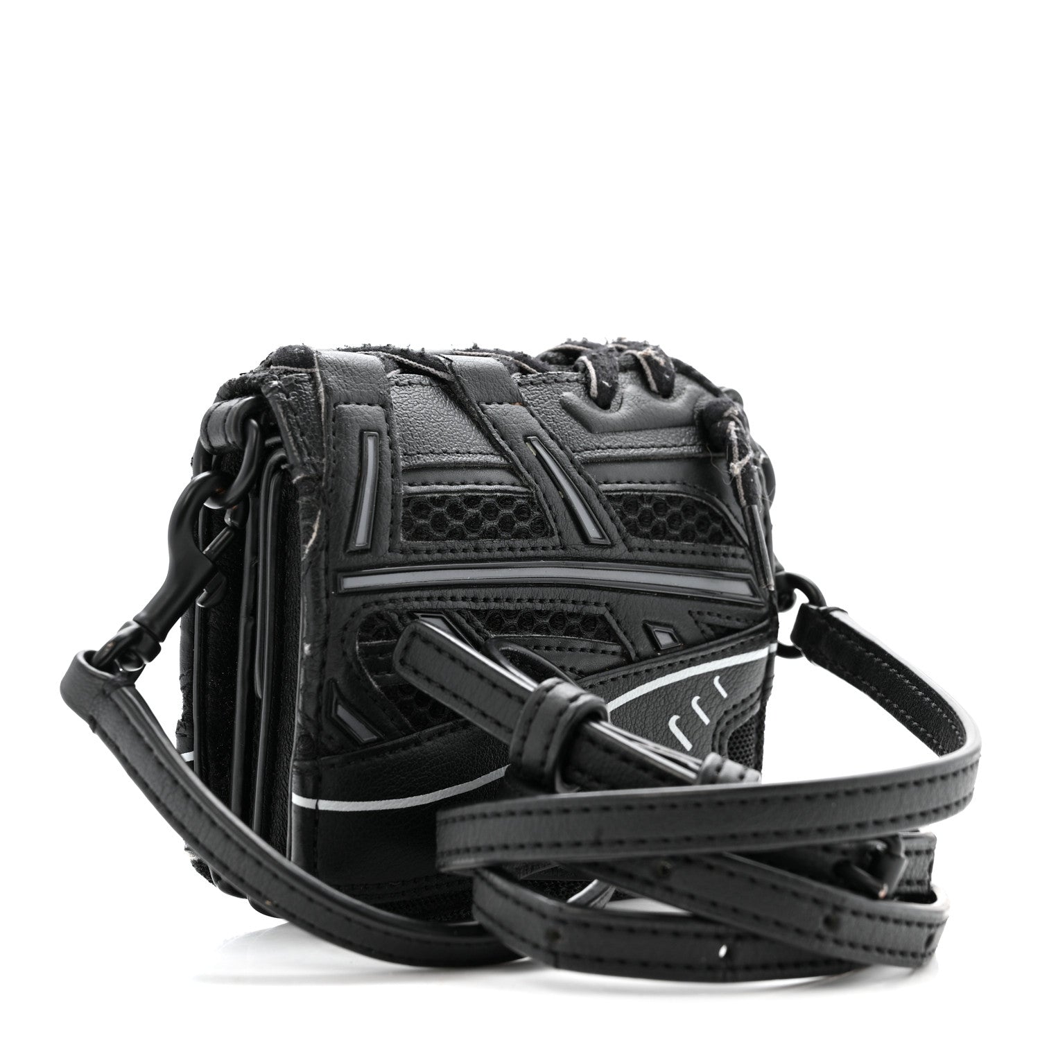 Balenciaga Faux Calfskin Fabric Sneakerhead Crossbody Wallet Black 3 of 13