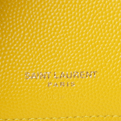 Saint Laurent Grain De Poudre Matelasse Chevron Monogram Zipped Card Case Mimosa Shiny 6 of 12