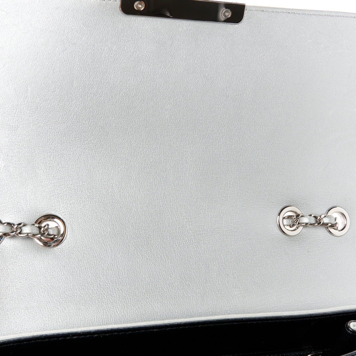 Metallic Sheepskin Quilted Beauty Lock Flap Silver