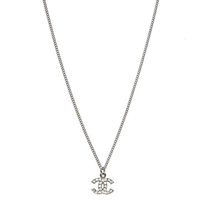 Chanel Crystal Timeless CC Necklace Silver 1 of 6