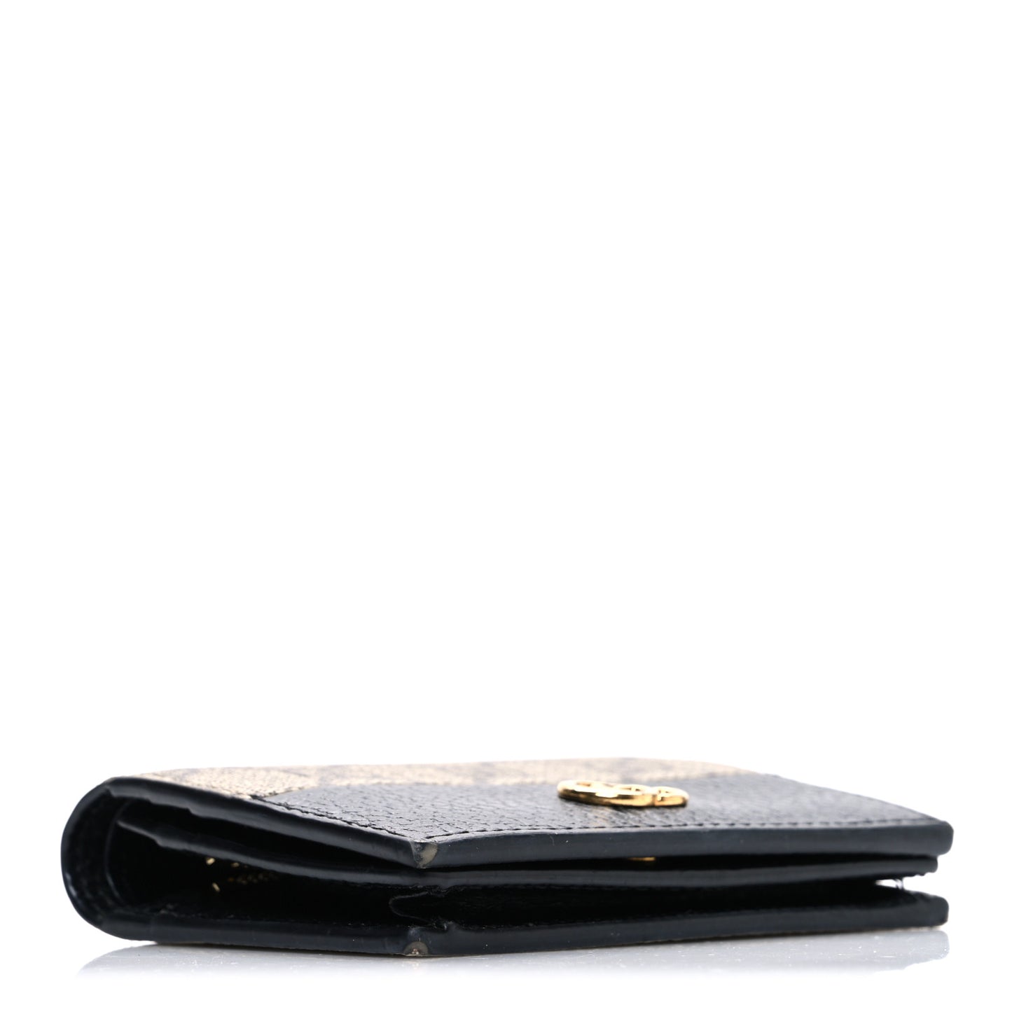 Dollar Calfskin GG Supreme Monogram GG Marmont Card Case Black Beige Ebony