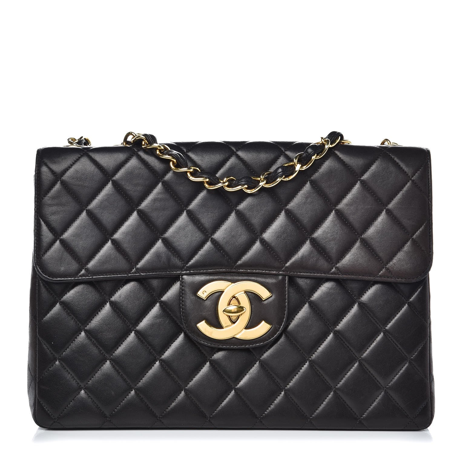 Chanel Lambskin Quilted Jumbo Single Flap Black 1 of 15