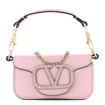 Valentino Garavani Calfskin Crystal Vlogo Micro Loco Shoulder Bag Rose Cannelle 1 of 9