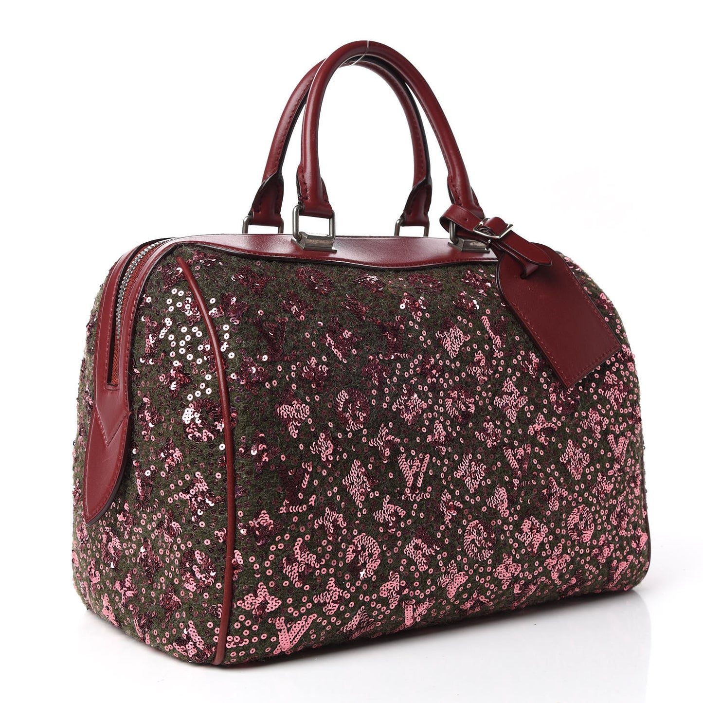 Sequin Monogram Sunshine Express Speedy Burgundy