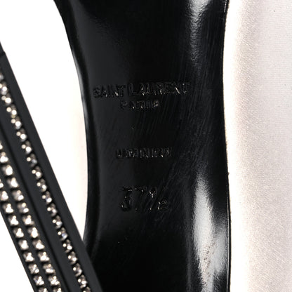 Saint Laurent Satin Crystal Embellished Tower 110 Pump 37.5 White 6 of 8