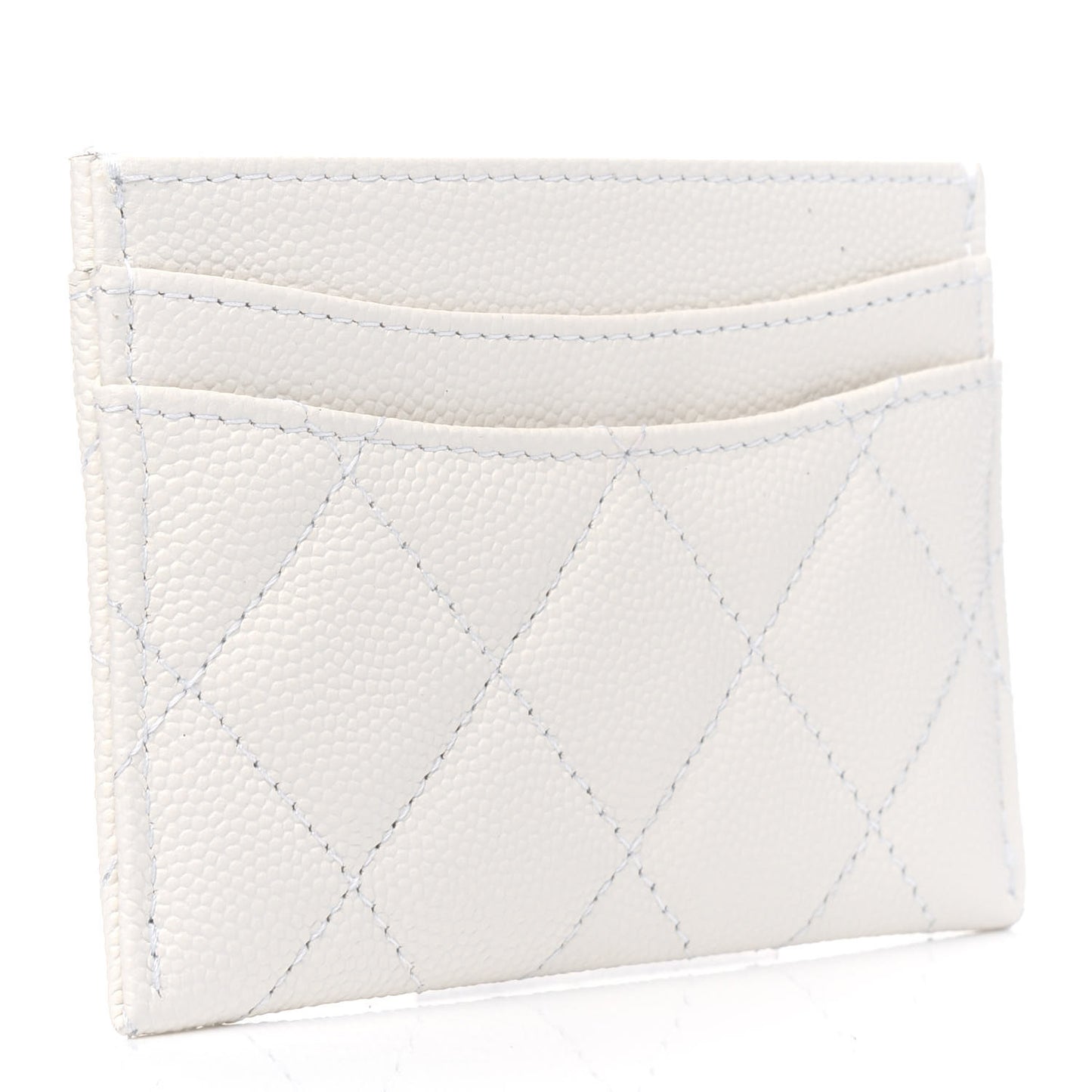 Caviar Quilted Card Holder White