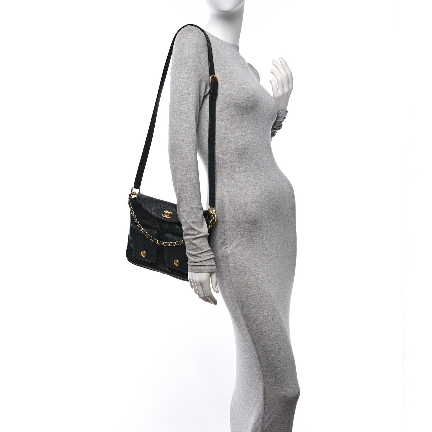 Chanel Caviar Quilted Small Supple Twins Hobo Bag Black 2 of 10
