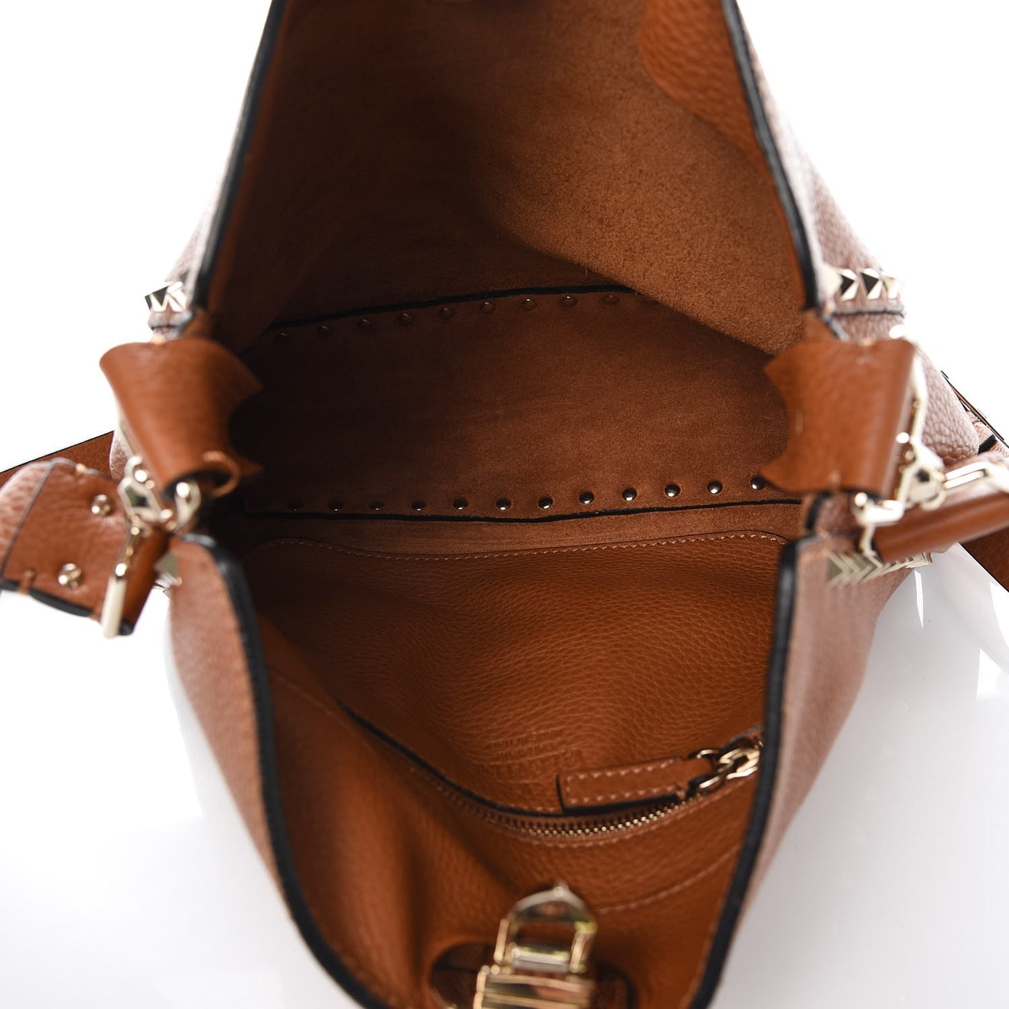 Pebbled Calfskin Small Rockstud Flip-Lock Messenger Bag Light Cuir