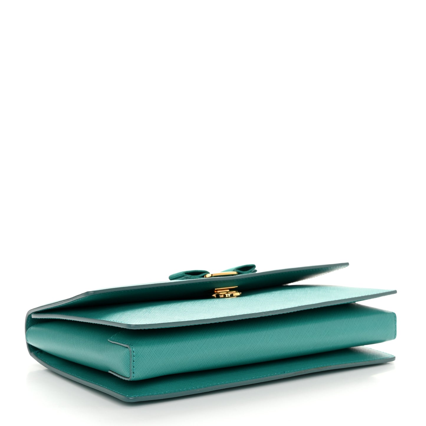 Printed Calfskin Vara Bow Chain Flap Crossbody Teal