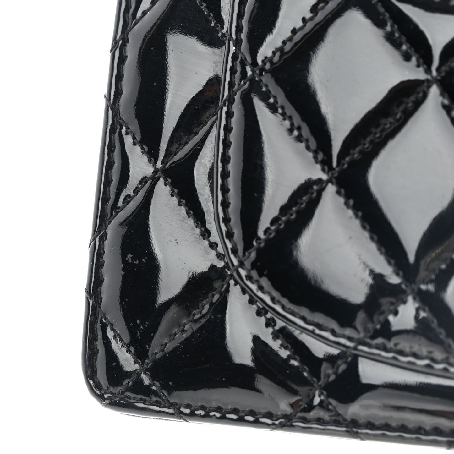 Patent Calfskin Quilted Yen Wallet So Black