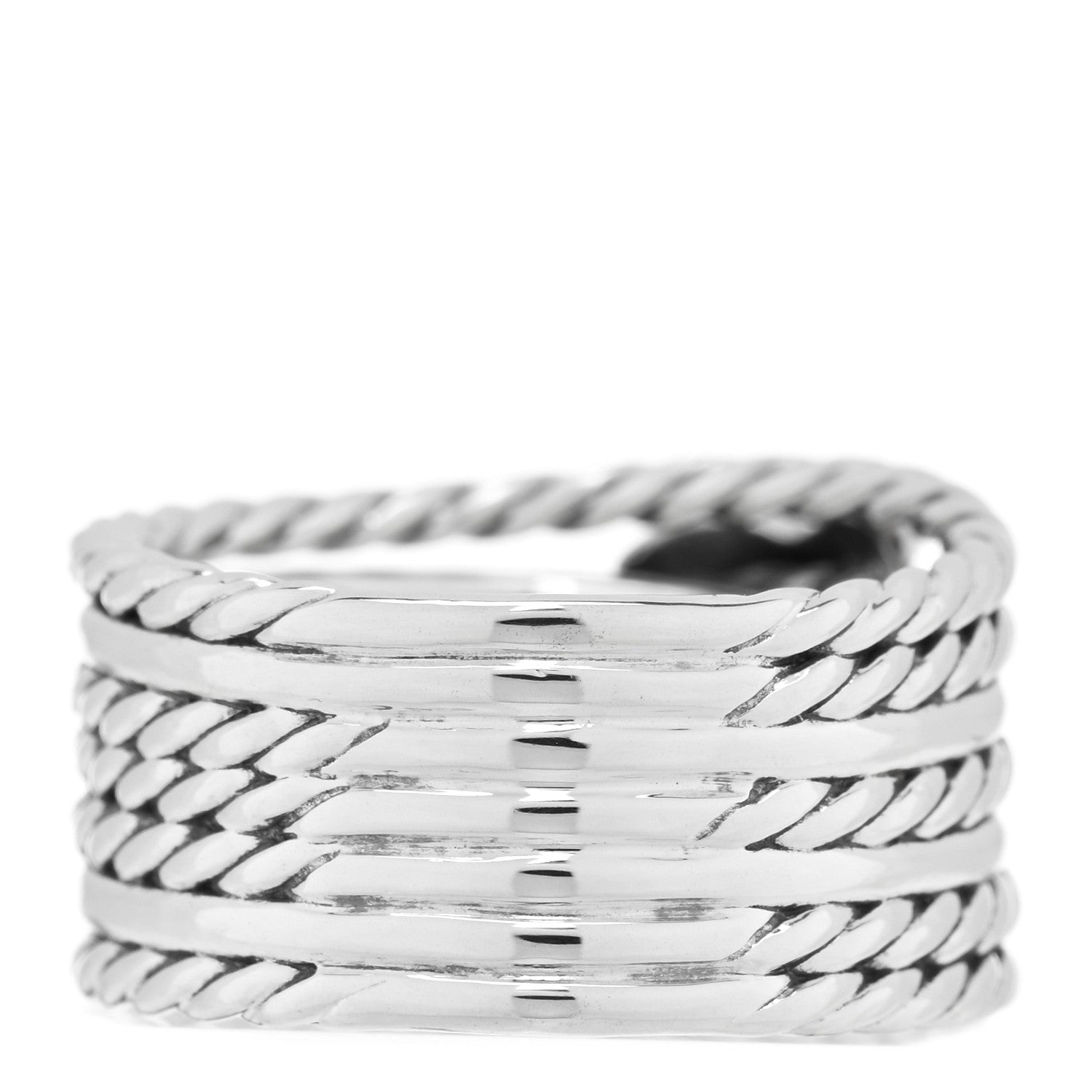 David Yurman Sterling Silver Diamond Double X Crossover Ring 56 7.5 3 of 4