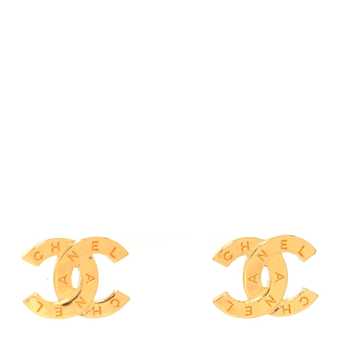 Metal CC Paris Button Stud Earrings Gold