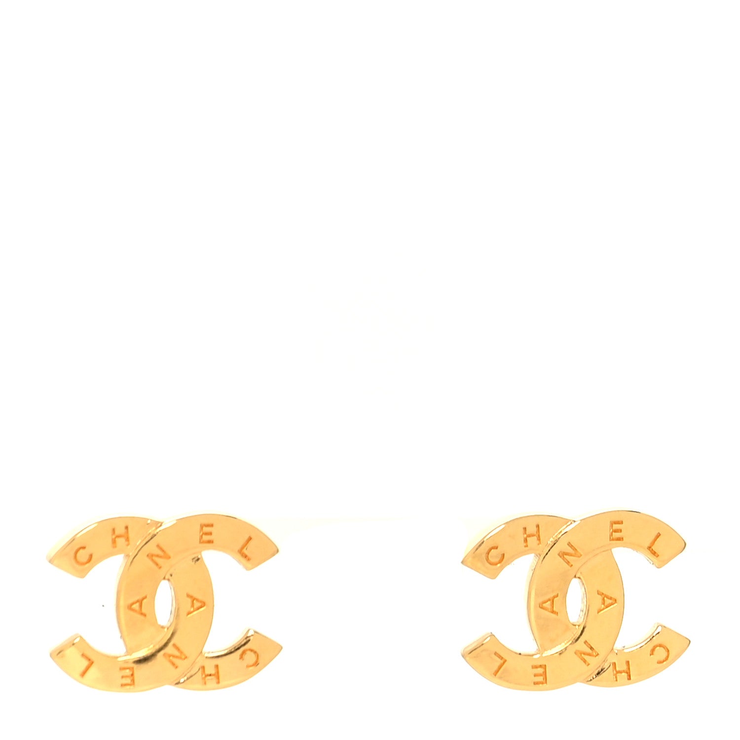 Chanel Metal CC Paris Button Stud Earrings Gold 1 of 4