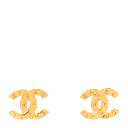 Chanel Metal CC Paris Button Stud Earrings Gold 1 of 4