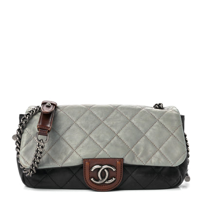 Chanel Iridescent Calfskin Tri-Color Country Chic Flap Navy Blue 1 of 10
