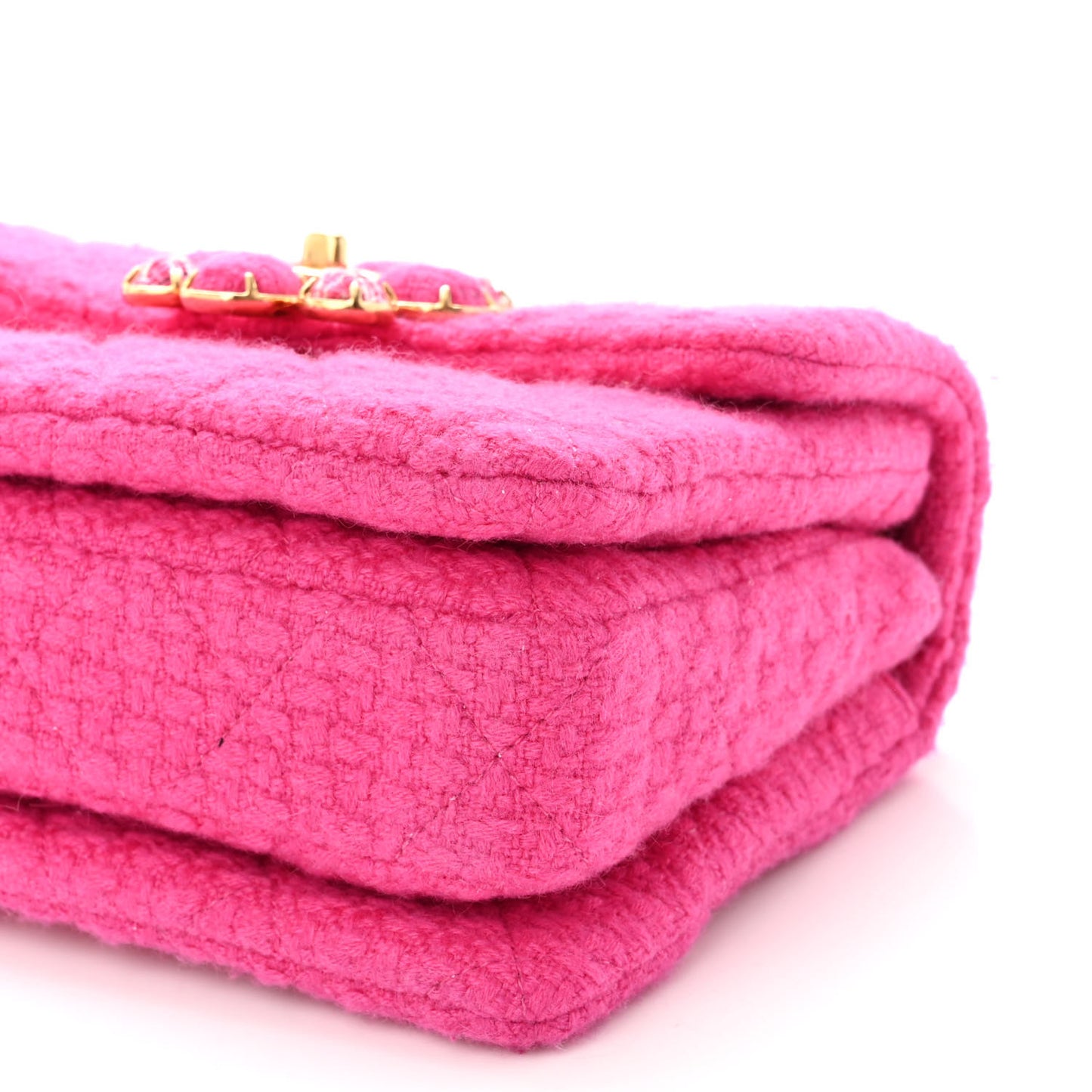 Cashmere Tweed Quilted Mini Bijoux Flap Fuchsia